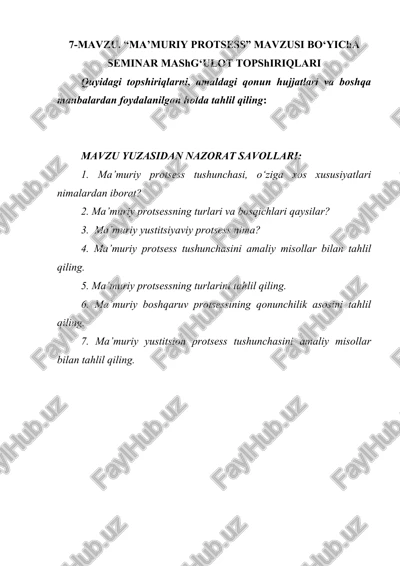 ma’muriy protsess seminar — DOCX