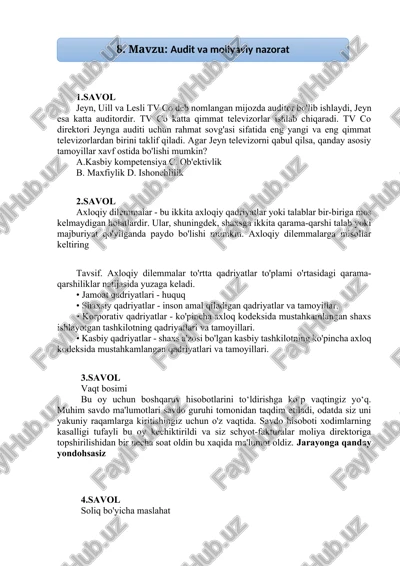 audit va moliyaviy nazorat — DOCX