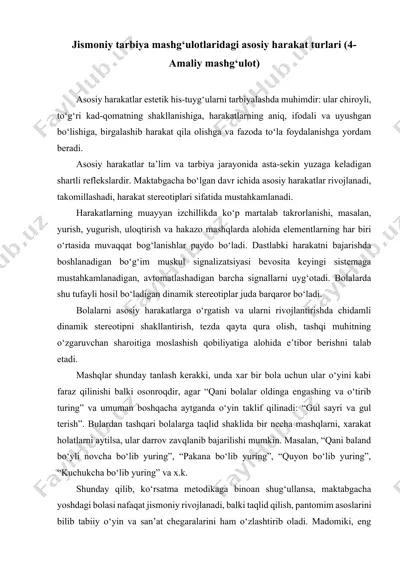 jismoniy tarbiya mashg‘ulotlaridagi asosiy harakat turlari (4-amaliy mashg‘ulot) — DOCX