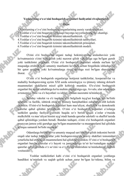 yoshlarning o‘z-o‘zini boshqarish organlari — DOCX