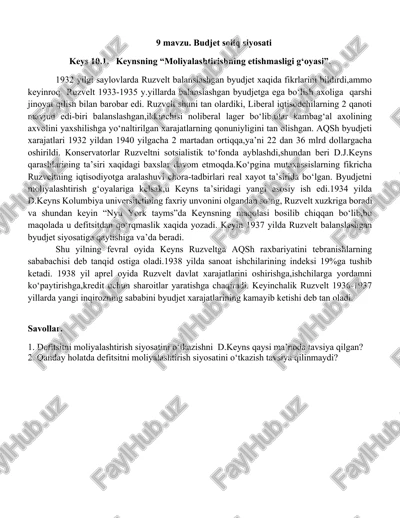 budjet soliq siyosati — DOCX