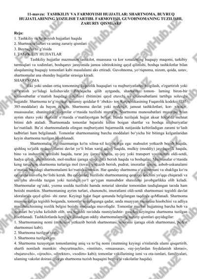 tashkiliy va farmoyish hujjatlari — DOCX