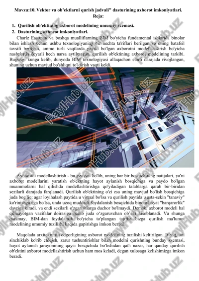 vektor va ob’ektlarni qurish jadvali — DOCX