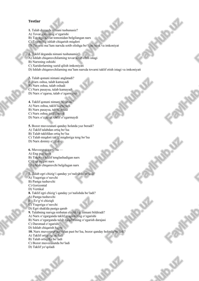 bozor muvozanati — DOCX