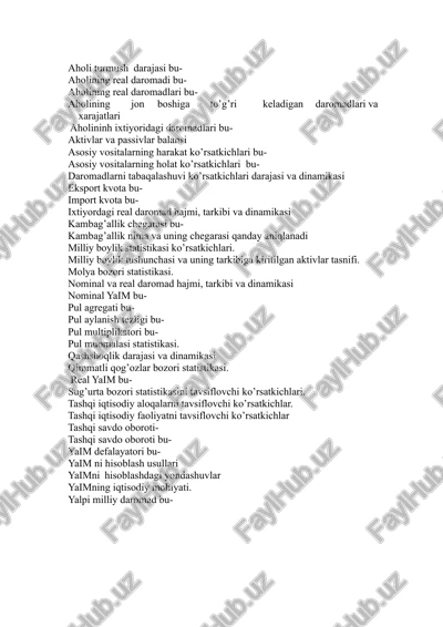 aholi pul daromadlari — DOCX