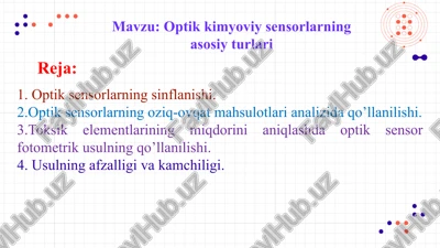 optik kimyoviy sensorlarning asosiy turlari — PPTX