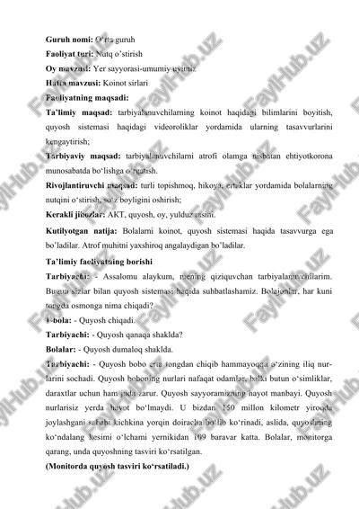 quyosh sistemasi ta'limi — DOCX