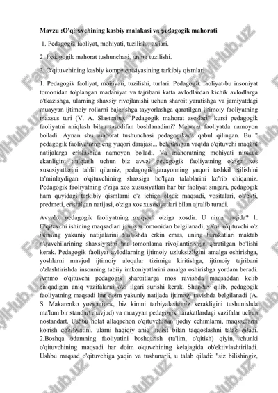 pedagogik mahorat asoslari — DOCX