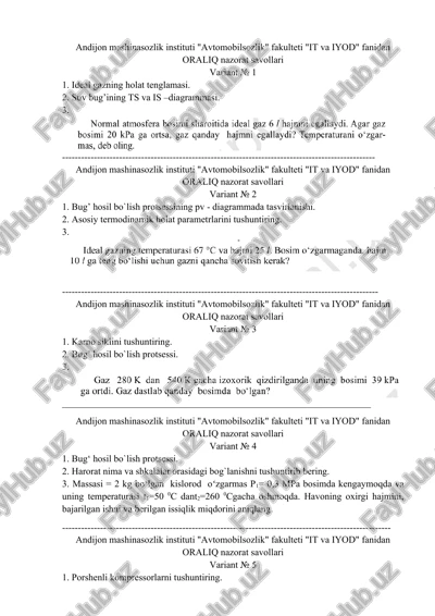 oraliq nazorat savollari variant № 1 — DOCX
