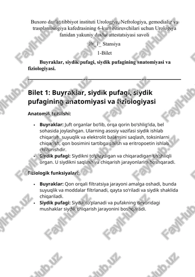 urologiya fanidan yakuniy davlat attestatsiyasi savoli — DOCX