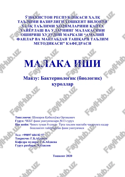 bakteriologik (biologik) qurollar — DOCX