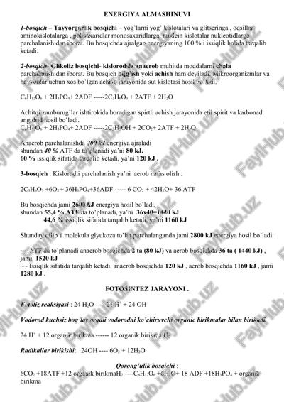 energiya almashinuvi — DOCX
