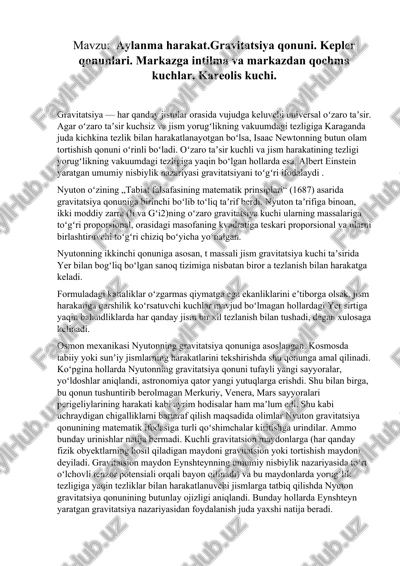 gravitatsiya qonuni — DOCX