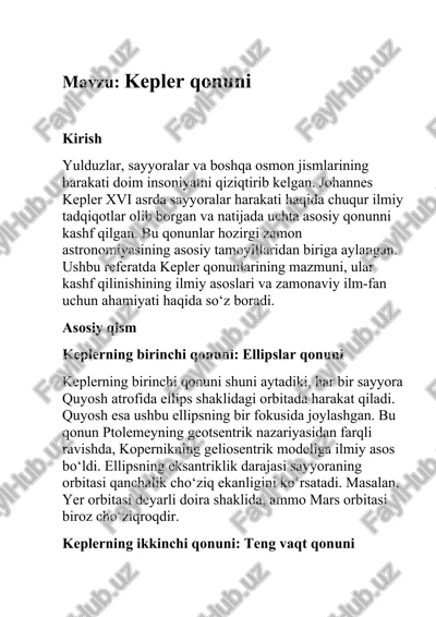 kepler qonuni — DOCX