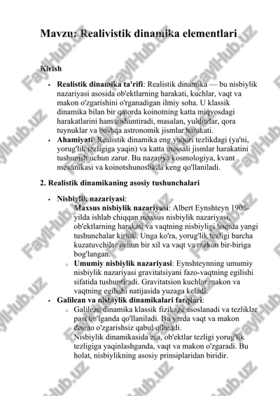 realistik dinamika elementlari — DOCX