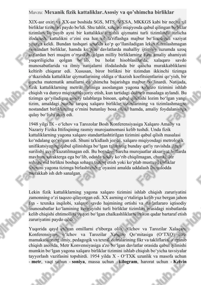 mexanik fizik kattaliklar — DOCX
