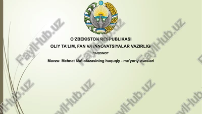 mehnat muhofazasining huquqiy-me'yoriyasoslari — PPTX