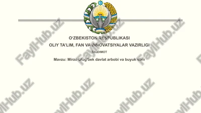 mirzo ulugʻbek – davlat arbobi — PPTX
