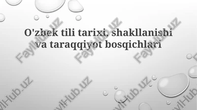 o'zbek tilining tarixi, shakllanishi va rivojlanish bosqichlari — PPTX