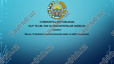 oʻzbekiston mehnat bozorida talab va taklif muammolar — PPTX