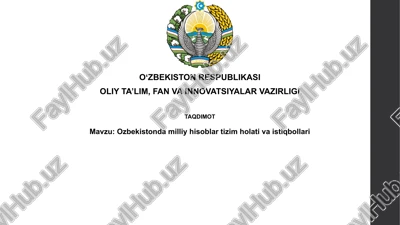 o'zbekistonda milliy hisoblar tizimi — PPTX