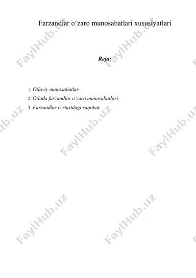 farzandlar o‘zaro munosabatlari xususiyatlari — DOCX
