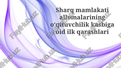 sharq olimlarining o'qituvchilik kasbiga dastlabki qarashlari — PPTX