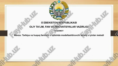 amaliy o'yinlarni modellashtirish usuli — PPTX