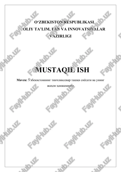 o'zbekistonning tashqi siyosati — DOCX