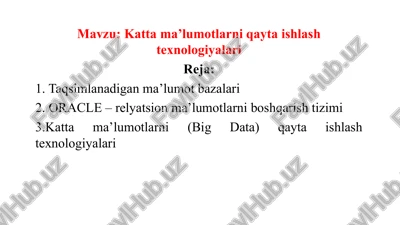 kattama’lumotlarni qayta ishlovchilar texnologiyalari — PPTX