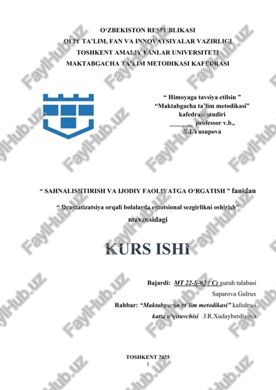 dramatizatsiya orqali bolalarda emotsional sezgirlikni oshirish. — DOCX