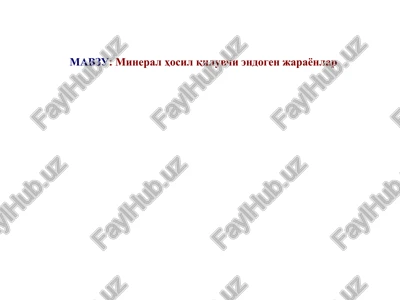 mineral hosilqiluvchi endogen jarayonlar — PPTX