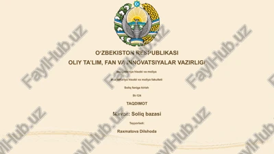 soliq bazasi — PPTX