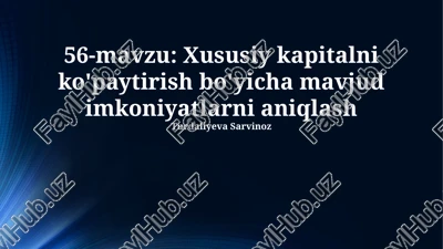 kapitalni oshirish bo'yicha imkoniyatlar — PPTX