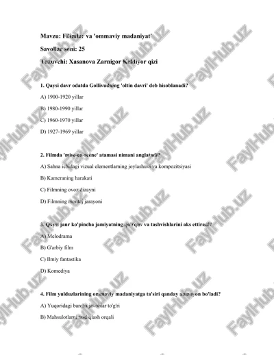 filimlar va 'ommaviy madaniyat' — DOCX