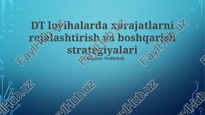 dt loyihalarda xarajatlarni rejalashtirish va boshqarish strategiyalari — PPTX