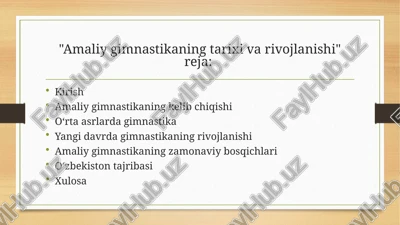 amaliy gimnastikaning tarixi va rivojlanishi — PPTX