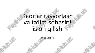 o'zbekistonda yoshlar siyosati: hozirgi holat va istiqbollar — PPTX