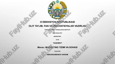 marketing tizimi va sohasi — PPTX