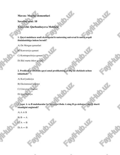 mantiq elementlari — DOCX