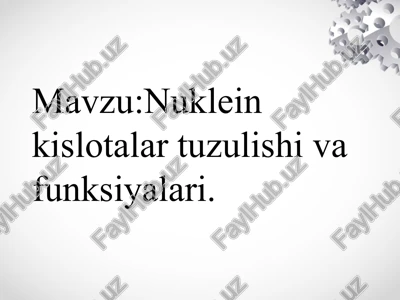 nuklein kislotalar tuzulishi va funksiyalari nuklein kislotalar tuzilishi va funtsiyalari — PPTX
