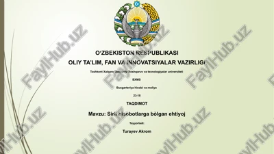 maxfiylik hisobotlari — PPTX