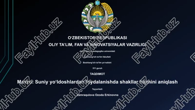 suniy yoʻldoshlardan foydalanishda shakllar hajmini aniqlash — PPTX