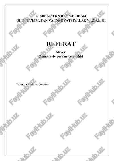 zamonaviy yoshlar yetakchisi — DOCX