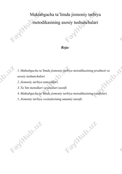 maktabgacha ta’limda jismoniy tarbiya metodikasining asosiy tushunchalari — DOCX