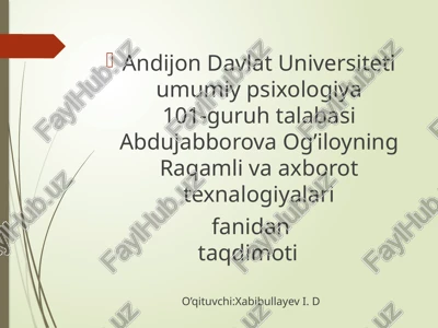 raqamli va axborot texnologiyalari fanida taqdimot — PPTX