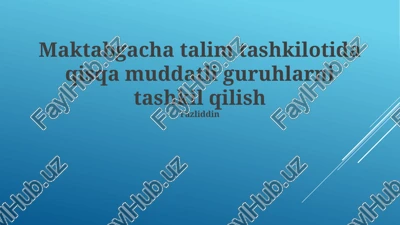 qisqa muddatli guruhlarni tashkil qilish — PPTX