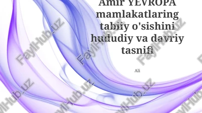 yevropa mamlakatlaring tabiiy o'sishini hududiy va davriy tasnifi — PPTX