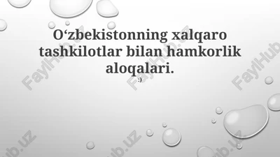 oʻzbekiston xalqaro hamkorlik aloqalari — PPTX