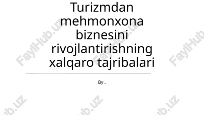 turizmdan mehmonxona biznesini rivojlantirishning xalqaro tajribalari — PPTX
